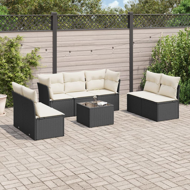 8-Delige Loungeset Met Kussens Poly Rattan Zwart