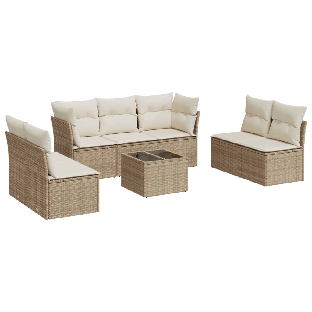 8-Delige Loungeset Met Kussens Poly Rattan Beige