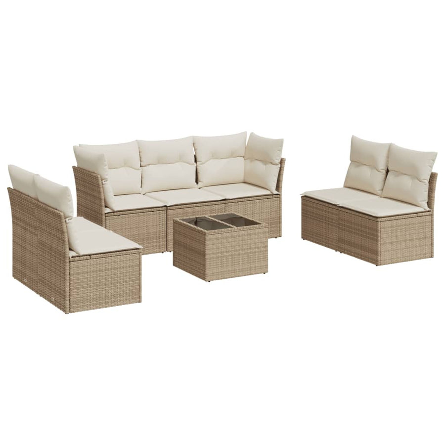 8-Delige Loungeset Met Kussens Poly Rattan Beige