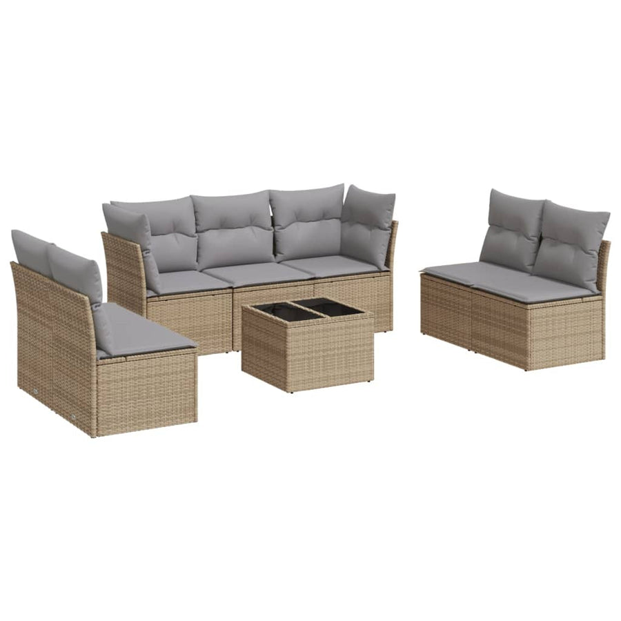 8-Delige Loungeset Met Kussens Poly Rattan Beige