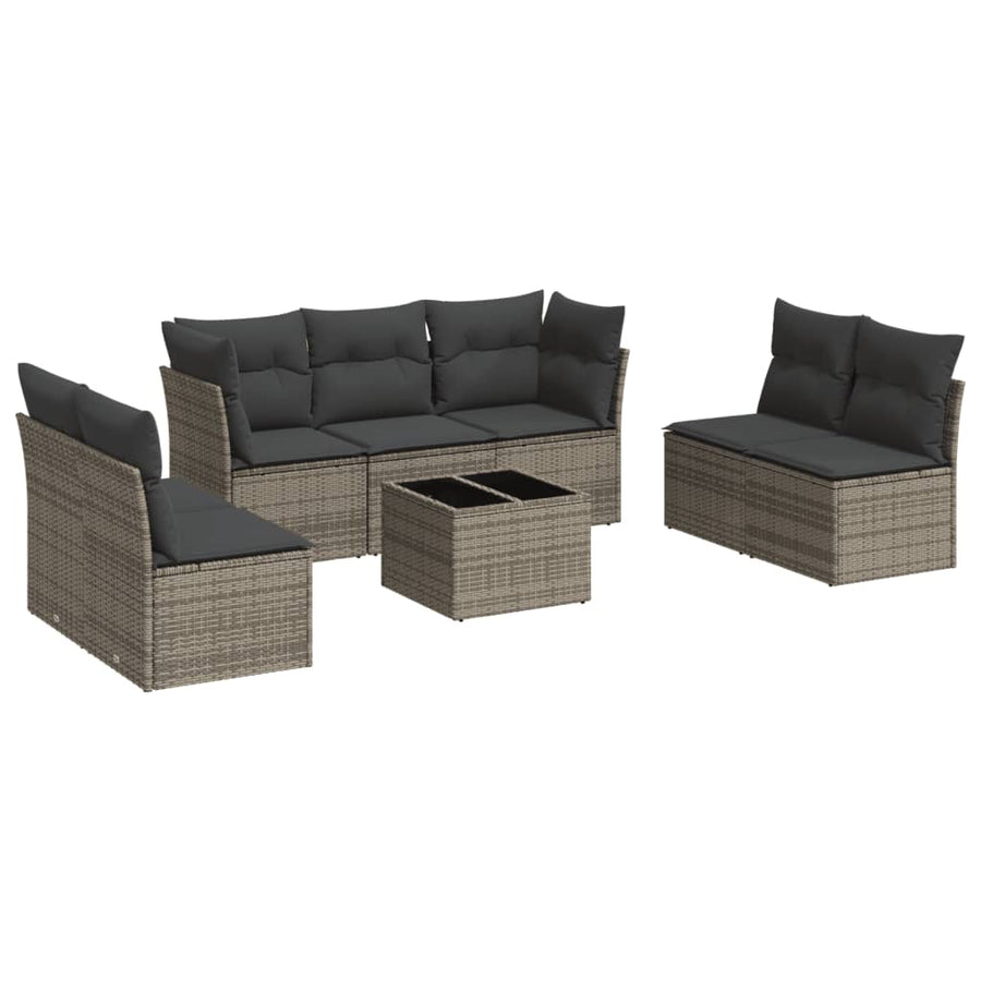 8-Delige Loungeset Met Kussens Poly Rattan Grijs