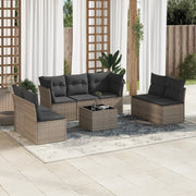 Loungeset 8-delig poly rattan grijs