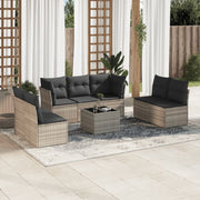 Loungeset 8-delig poly rattan lichtgrijs