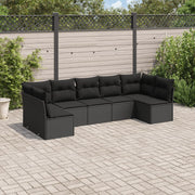 Loungeset 7-delig poly rattan zwart