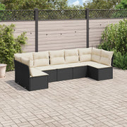Loungeset 7-delig poly rattan zwart