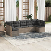 Loungeset 7-delig poly rattan grijs