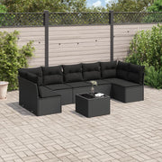 Loungeset 8-delig poly rattan zwart