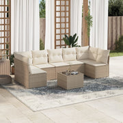 Loungeset 8-delig poly rattan beige