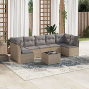 Loungeset 8-delig poly rattan beige
