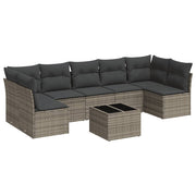 Loungeset 8-delig poly rattan grijs
