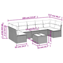 8-Delige Loungeset Met Kussens Poly Rattan Grijs