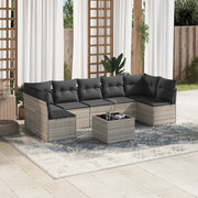Loungeset 8-delig poly rattan lichtgrijs