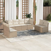 Loungeset 8-delig poly rattan beige