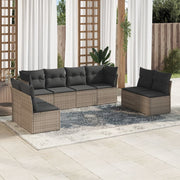 Loungeset 8-delig poly rattan grijs