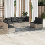 Loungeset 8-delig poly rattan lichtgrijs