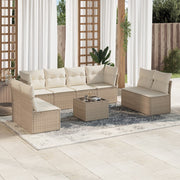 Loungeset 9-delig poly rattan beige