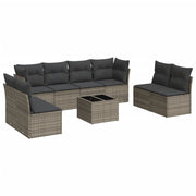 Loungeset 9-delig poly rattan grijs