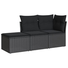 3-Delige Loungeset Met Kussens Poly Rattan Zwart