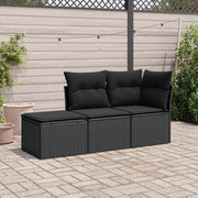 Loungeset 3-delig poly rattan zwart