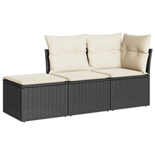 3-Delige Loungeset Met Kussens Poly Rattan Zwart