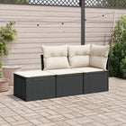 3-Delige Loungeset Met Kussens Poly Rattan Zwart