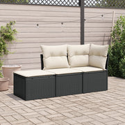 Loungeset 3-delig poly rattan zwart
