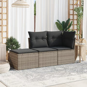 Loungeset 3-delig poly rattan grijs