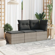 Loungeset 3-delig poly rattan lichtgrijs