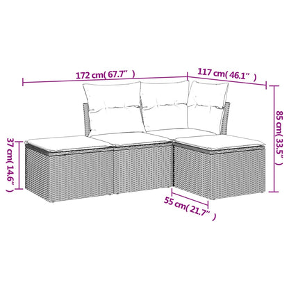 4-Delige Loungeset Met Kussens Poly Rattan Zwart