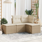 4-Delige Loungeset Met Kussens Poly Rattan Beige