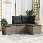 4-Delige Loungeset Met Kussens Poly Rattan Grijs