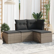 Loungeset 4-delig poly rattan grijs