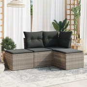 Loungeset 4-delig poly rattan lichtgrijs