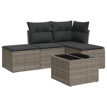 5-Delige Loungeset Met Kussens Poly Rattan Grijs