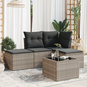 Loungeset 5-delig poly rattan lichtgrijs
