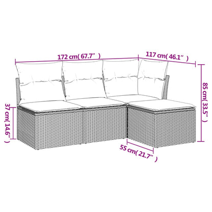 4-Delige Loungeset Met Kussens Poly Rattan Zwart