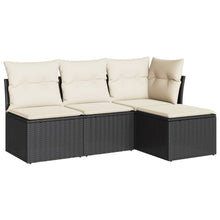 4-Delige Loungeset Met Kussens Poly Rattan Zwart