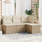 4-Delige Loungeset Met Kussens Poly Rattan Beige