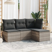 Loungeset 4-delig poly rattan lichtgrijs