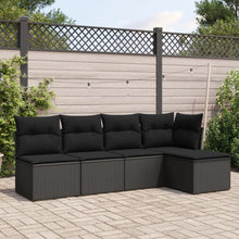 5-Delige Loungeset Met Kussens Poly Rattan Zwart