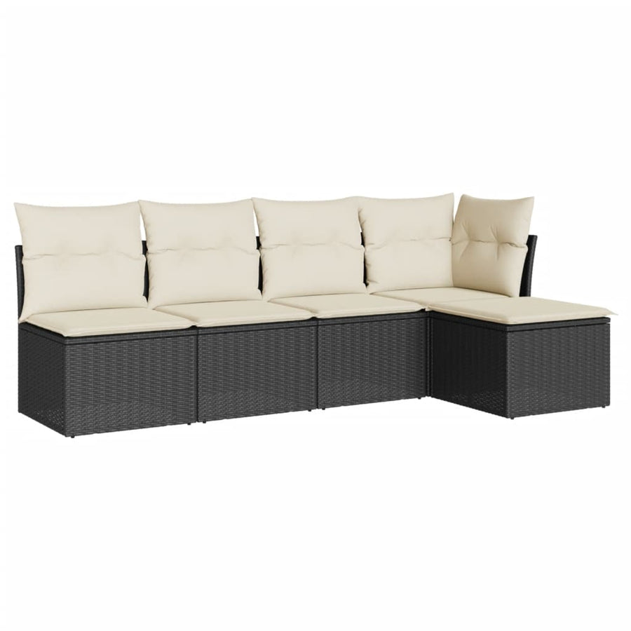5-Delige Loungeset Met Kussens Poly Rattan Zwart