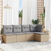 Loungeset 5-delig poly rattan beige