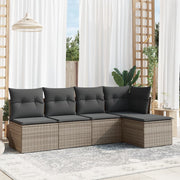 Loungeset 5-delig poly rattan grijs