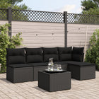Loungeset poly rattan 6-delig zwart