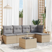 Loungeset 6-delig poly rattan beige
