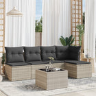 6-piece Lounge Set with cushions poly rattan light grey
