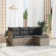 Loungeset 4-delig poly rattan grijs