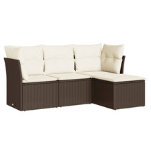 4-delige Loungeset met kussens poly rattan bruin 1 Bruin en crème