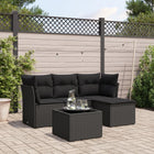 Loungeset poly rattan 5-delig zwart