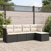 Loungeset 5-delig poly rattan zwart